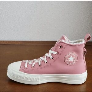 Pink Leather Converse All Stars